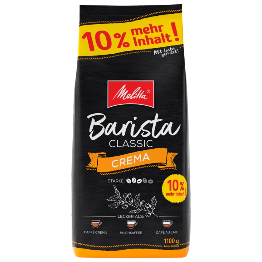 Melitta Barista Classic Crema Ganze Kaffeebohnen 1100g Vorteilspack